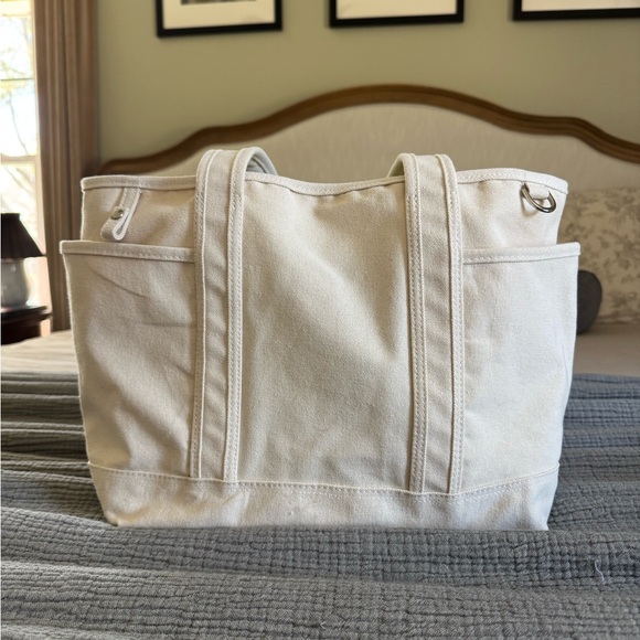 Cream Canvas Tote Bag with Dual Shoulder Straps - Picture 4 of 5